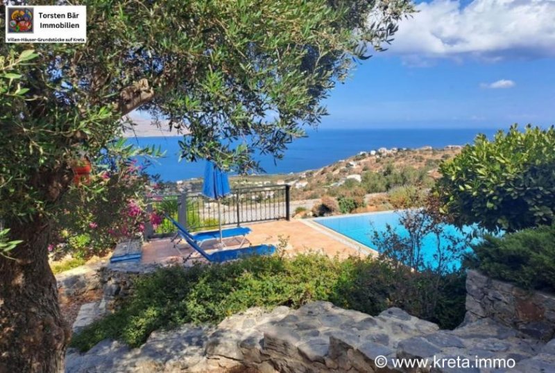 Kokkino Chorio Kreta, Kokkino Chorio eingeschossige Doppelhausvilla mit Pool und atemberaubendem Meerblick Haus kaufen